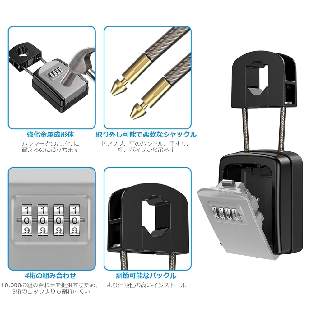 Amazon.co.jp: セキュリティ キーボックス 壁掛け 鍵 ボックス