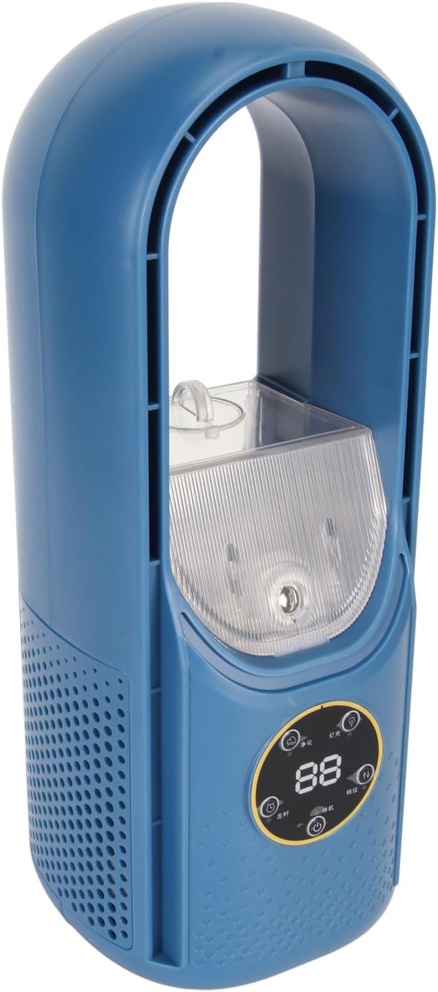 Vikye LED Light Vaneless Table Fan USB Powered, 6 Levels Speed, Humidifier Function, Timing Function, Portable Desk Fan for Office Dormitory