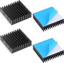 Pack of 4 Heatsink Aluminium Heatsink 40 x 40 x 11 mm, Heatsink with Adhesive Sticker, Black Broken Slot, Heatsink for Computer Hosts, 3D Printers, Routers, Servers etc.