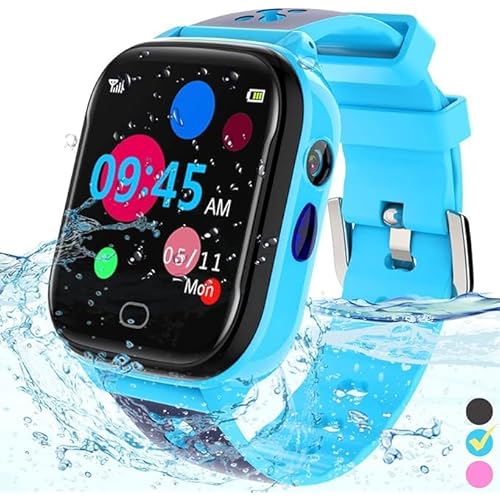 Kids Smart Watch Phone - IP67 Waterproof Smartwatch Boys Girls with Touch Screen 5 Games Camera Alarm SOS Call - Phone Watch Digital Wrist Watch for 3-13 Years Children Birthday Gift (Blue)