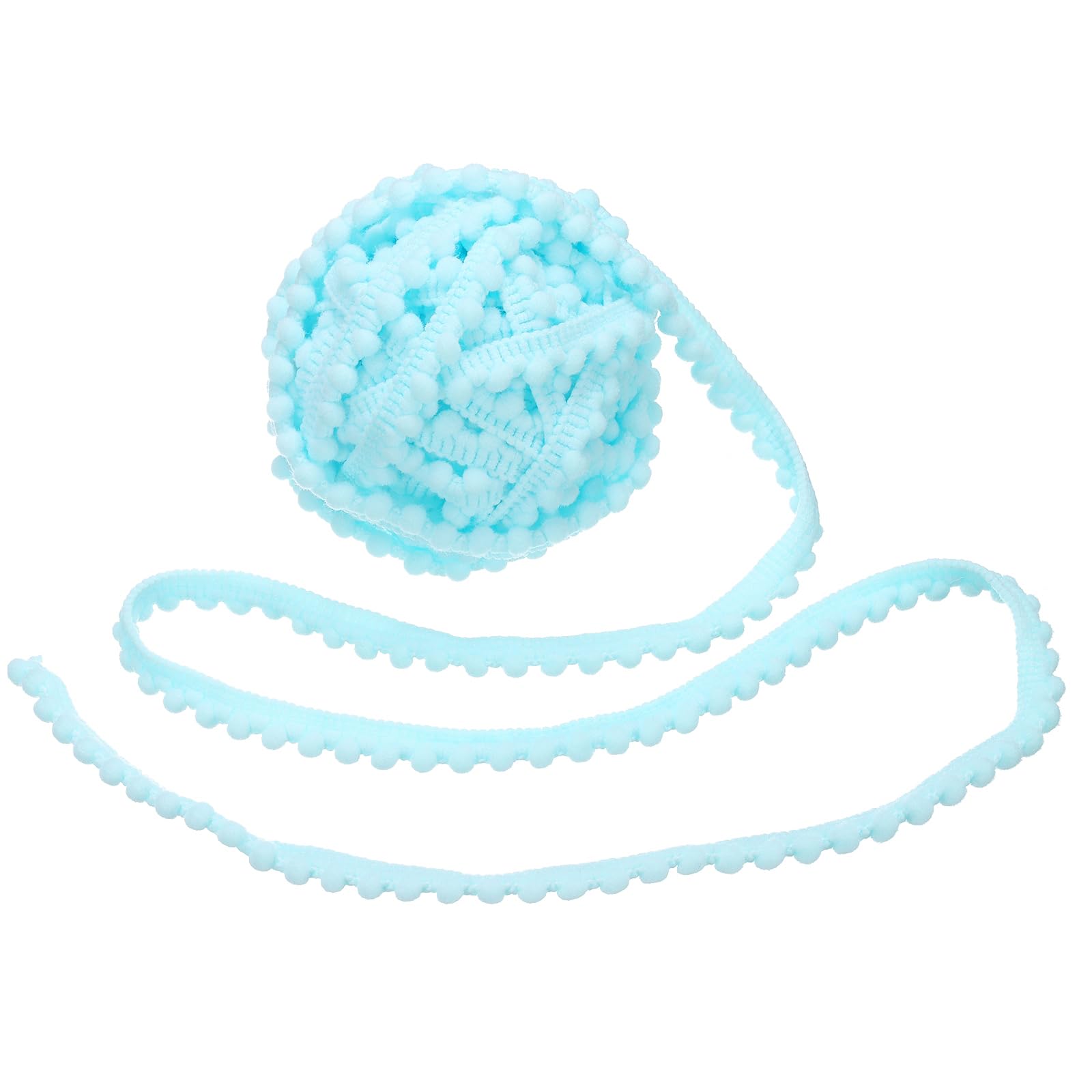 Ruban à pompons bleu clair 22,9 m x 1,3 cm pour couture et loisirs créatifs