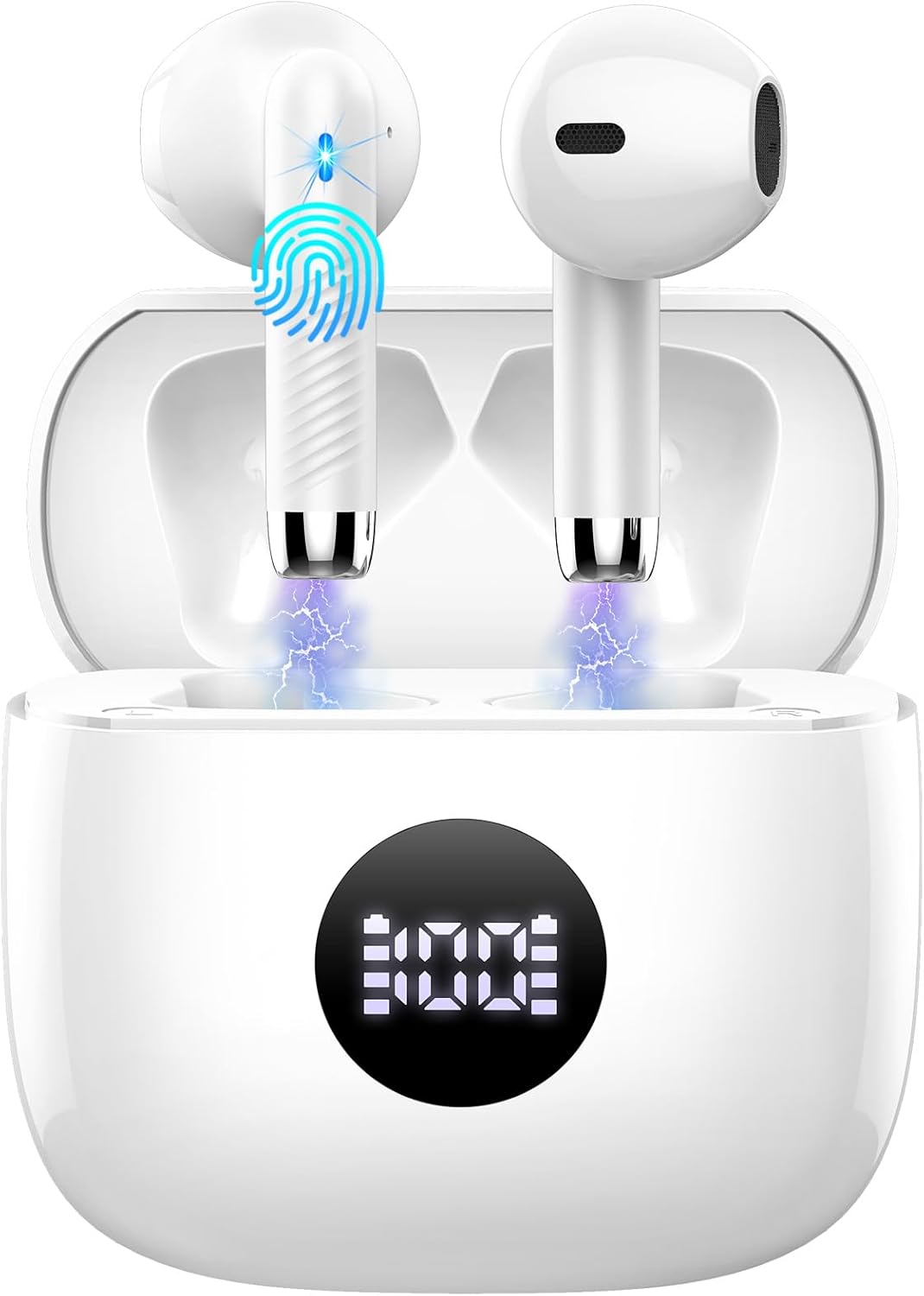 Wireless Earbuds, Bluetooth 5.4 Headphones HiFi Stereo, in Ear Earphones with 4 ENC Noise Cancelling Mics, 40H Playback Earbuds with Mini Case, IP7 Waterproof Ear Buds with USB C Charging, LED Display