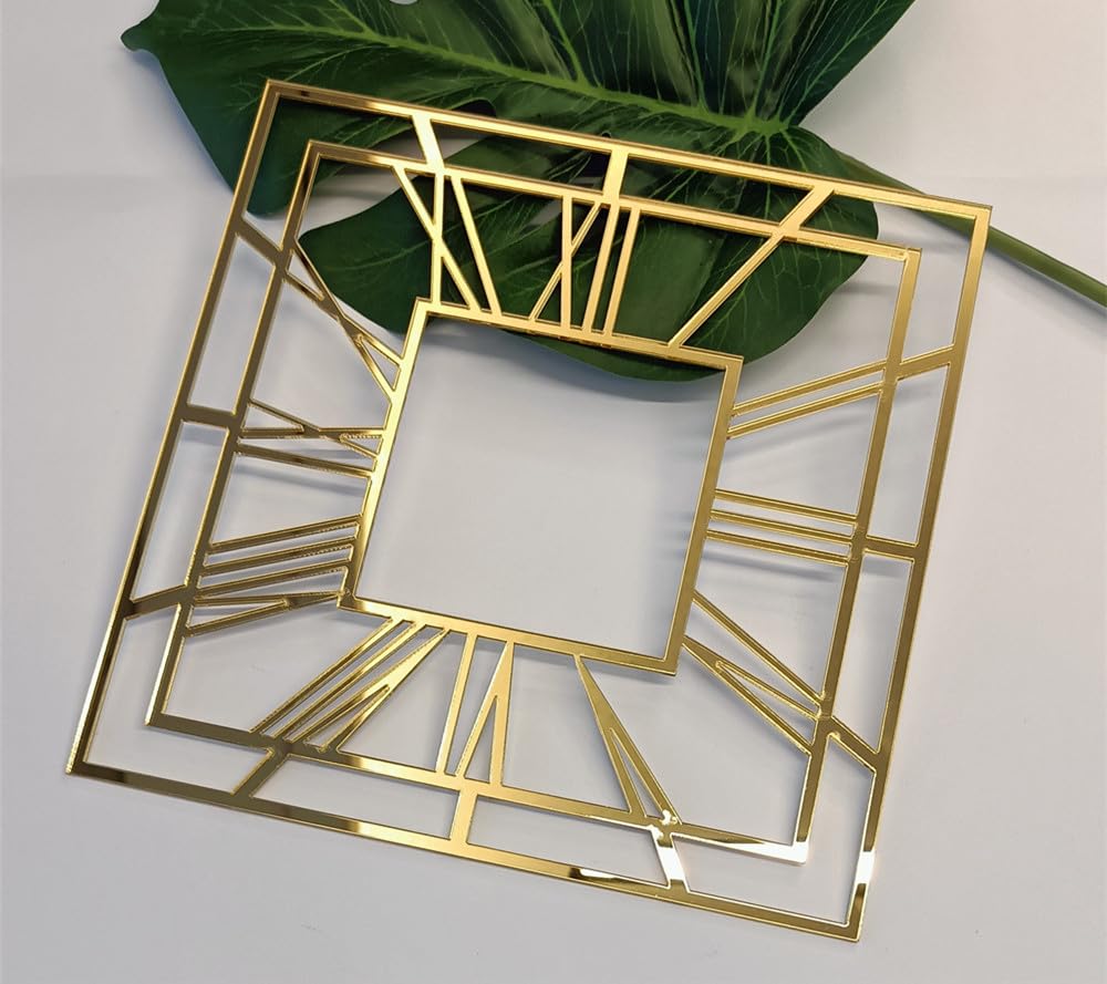 Yuxuanish Set of 2 Square Modern Mirror Clock Faces,Gold, Silver,Rose Gold Acrylic Mirror Panel for Clock Making and Resin Art Projects (Gold Mirror3MM, 30CM)