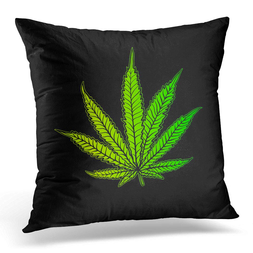 Topyee Cushion Cover Cannabis Leaf Marijuana Herb Weed Ganja Illicit Narcotic Illegal 45x45cm/18x18 Inch Home Decor Throw Pillow Cover Square Pillowcase for Bed Sofa