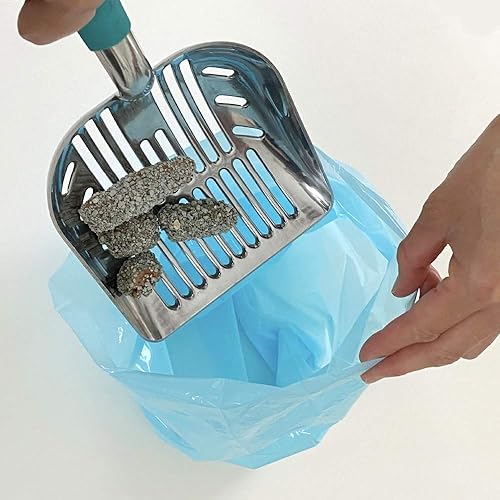 Vista 5 de BOS Amazing Odor Sealing Cat - Bolsas de eliminación de desechos para gatos, duraderas y sin perfume [Tamaño: M, color: azul claro]