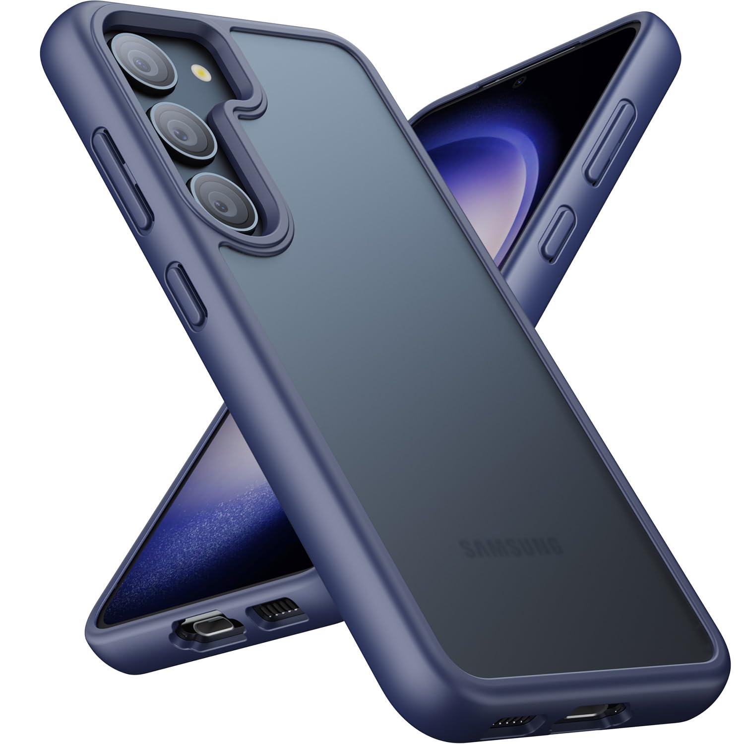 Raelmila Designed for Samsung Galaxy S23 Case, [10 FT Military Grade Drop Protection] Shockproof Translucent Slim Protective Matte Hard Back Cover Phone Case for Galaxy S23 Case 6.1", Blue