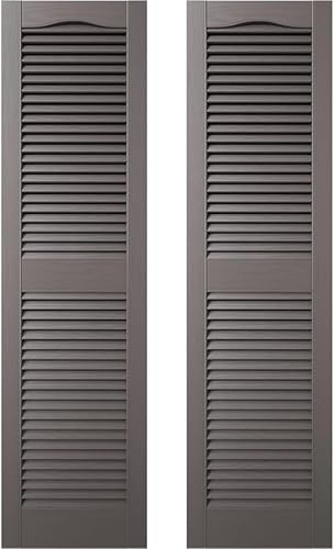 Miniatura 122 de Builders Edge 12 pulgadas de ancho x 48 pulgadas de alto, montante central superior de catedral estándar, persianas con listones abiertos, incluye