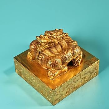 Amazon.co.jp: 珍品旧蔵中国 清代 純銅高レリーフ彫刻 竜 印鑑 玉璽