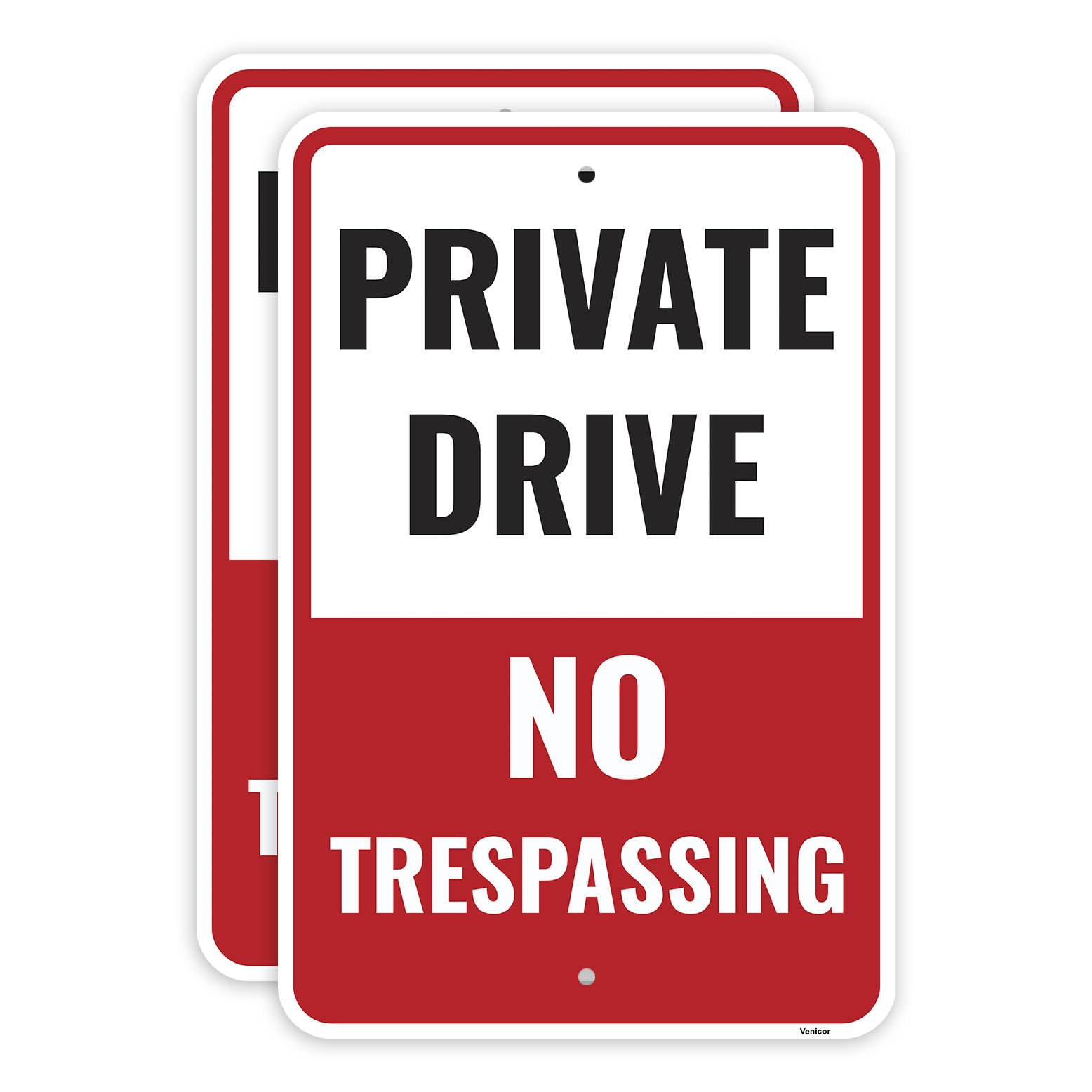 2 letreros de conducción privada de 45,7 x 30,5 cm, aluminio, entrada privada sin traspaso