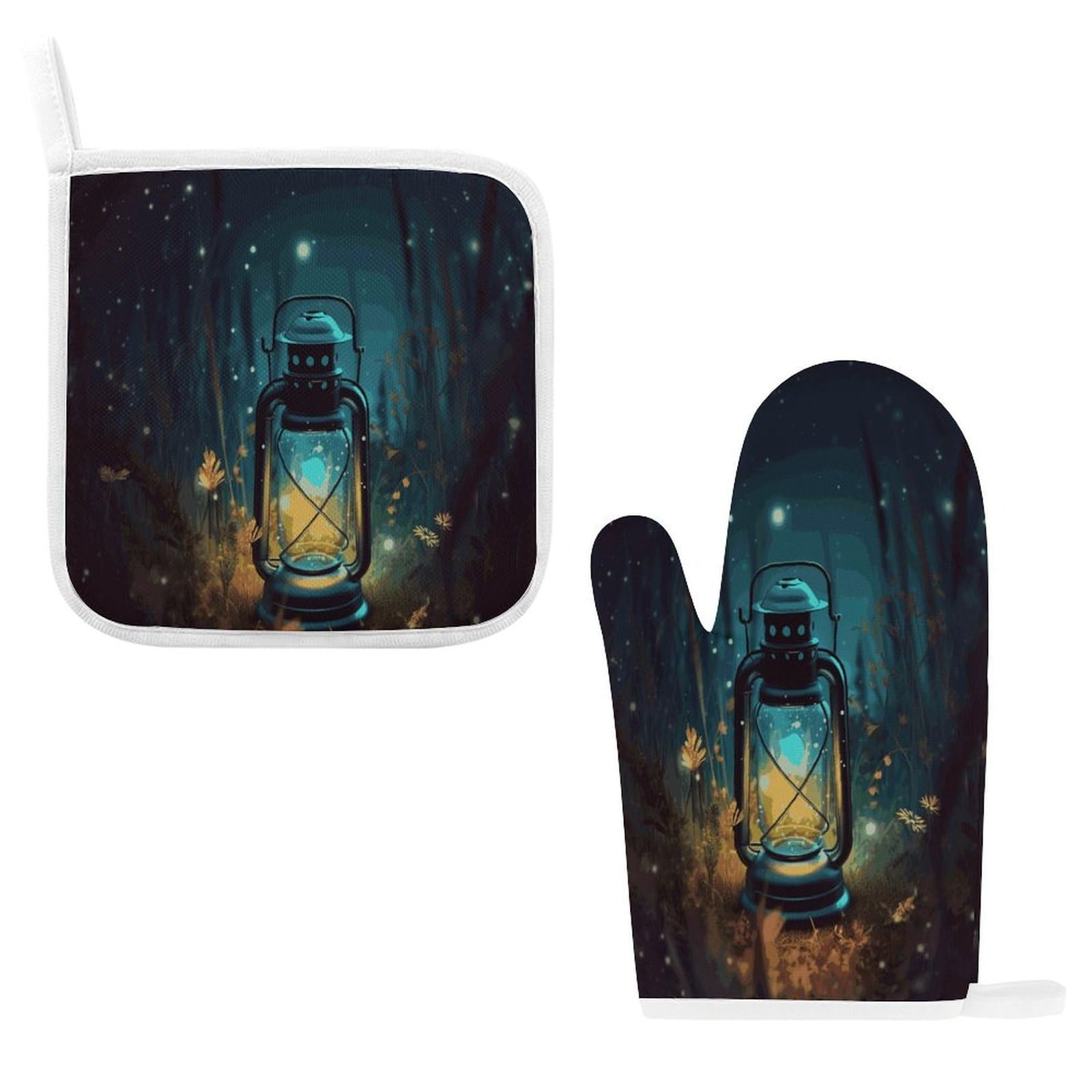 Fodpand Style Fireflies And Lantern Oven Mitts And Pot Holders Sets