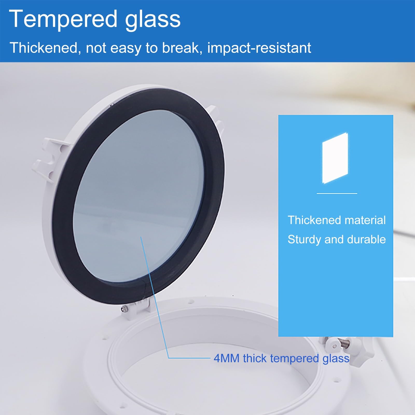 Redondo Vaso Ventana del Cobertizo, Ventana De Ventilación Empotrada, Ventanas Vidrio Templado Aislamiento Y Ventilación Abatibles,para baño, granero, garaje(Black,26cm/10.3in)