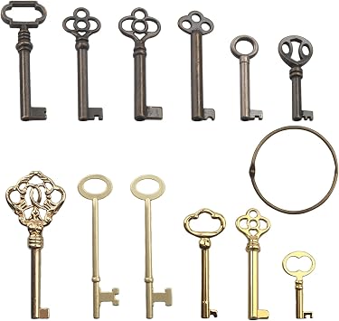 Skeleton Key Set, Universal Skeleton Replacement Key, Vintage Key Kit, Antique Dresser, Chinese Cabinet, Antique Furniture, Old Style Cabinets and Doors 12pcs