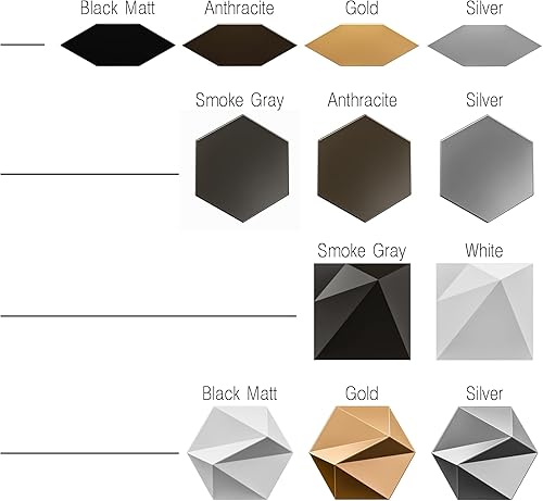 Caja de muestras de sistemas de paneles de pared 3D, 4 azulejos Mabel, 3 Norm, 2 Penta, 3 modelos Zeta (todos los modelos)