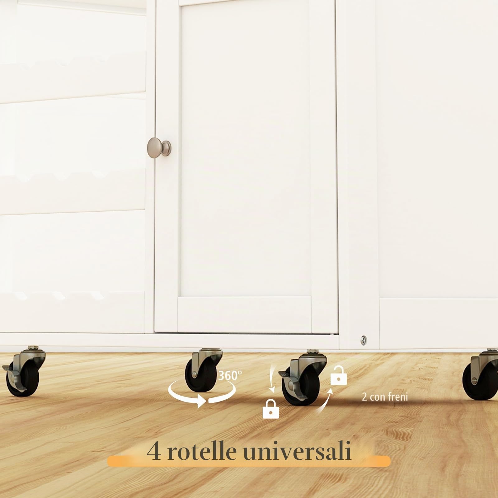 GIANTEX Carrello da Cucina Interno e Esterno, 1 Cassetto + 3 Ante + 3 Porta Vino, Credenza Mobile con 2 Ruote Bloccabili, Salvaspazio, Portata di 30 kg, 67x37x86 cm, 2 Colori (Bianco)