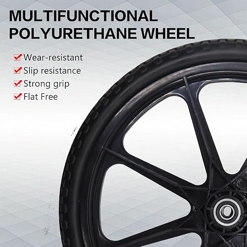 Miniatura 5 de Neumático de repuesto de 20 x 1.95 pulgadas para carros de ruedas de carretilla, carritos utilitarios de ruedas grandes (negro, banda de rodadura)