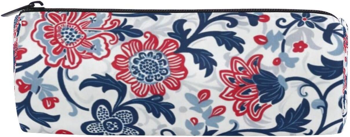 OTVEE Floral Print Multi-Purpose Round Storage Bag – Stylish 3D Barrel Shape, Fits Pens, Markers, Cables & Small Accessories