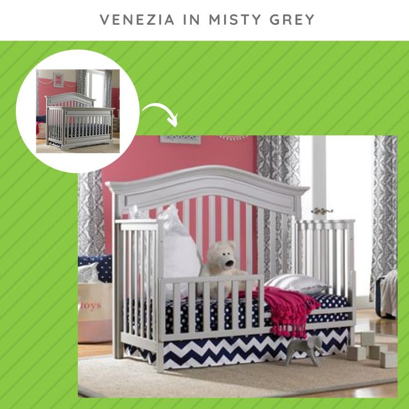 Image of Toddler Bed Safety Guard Rail for Dolce Babi Convertible Cribs - Solid Wood Rail for Convertible Crib to Toddler Bed Conversion - Safety Bed Rail for Children (Misty Grey)