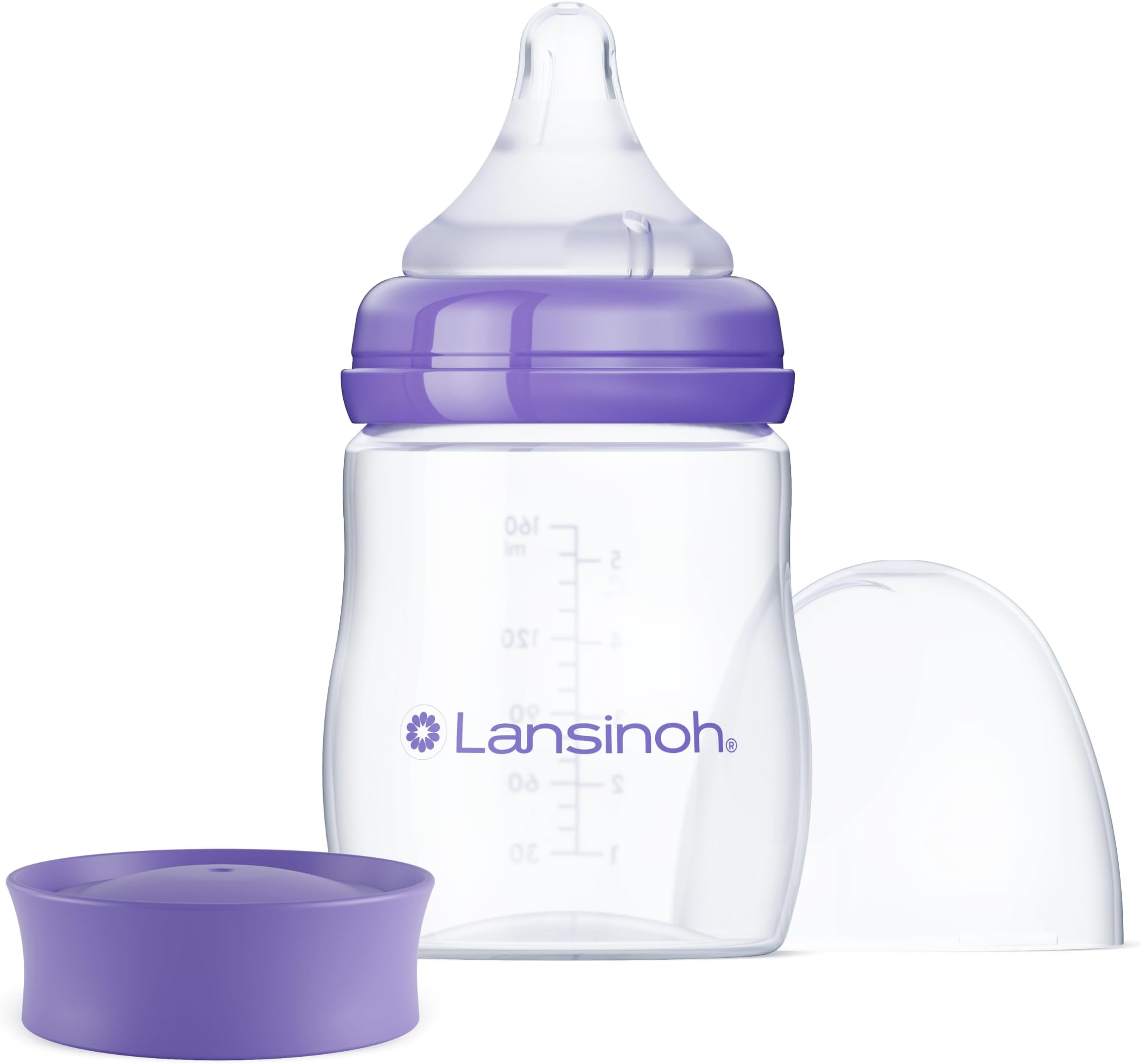 Anti-Colic Baby Bottles, BPA-Free Plastic, 5 Ounces, 1 Count, Slow Flow Nipples (Size S), Breastfeeding Bottle with NaturalWave Design