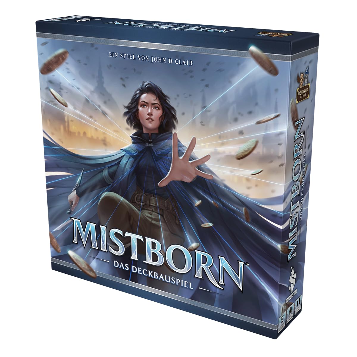 Brotherwise Games, Mistborn: Gra w gry w talii, wersja DE, strategiczna gra koneserów dla 1-4 graczy w wieku od 13 lat, wciągająca gra z 30-60 minutami gry na grę