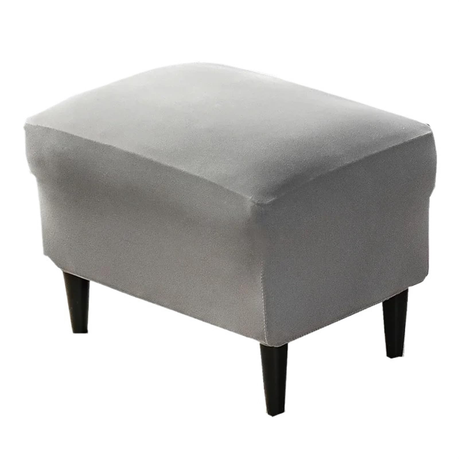 YXINAER Foot Stool Cover Stretch Ottoman Cover Rectangle All-inclusive Stool Covers Elastic Solid Color Footrest(Light gray)