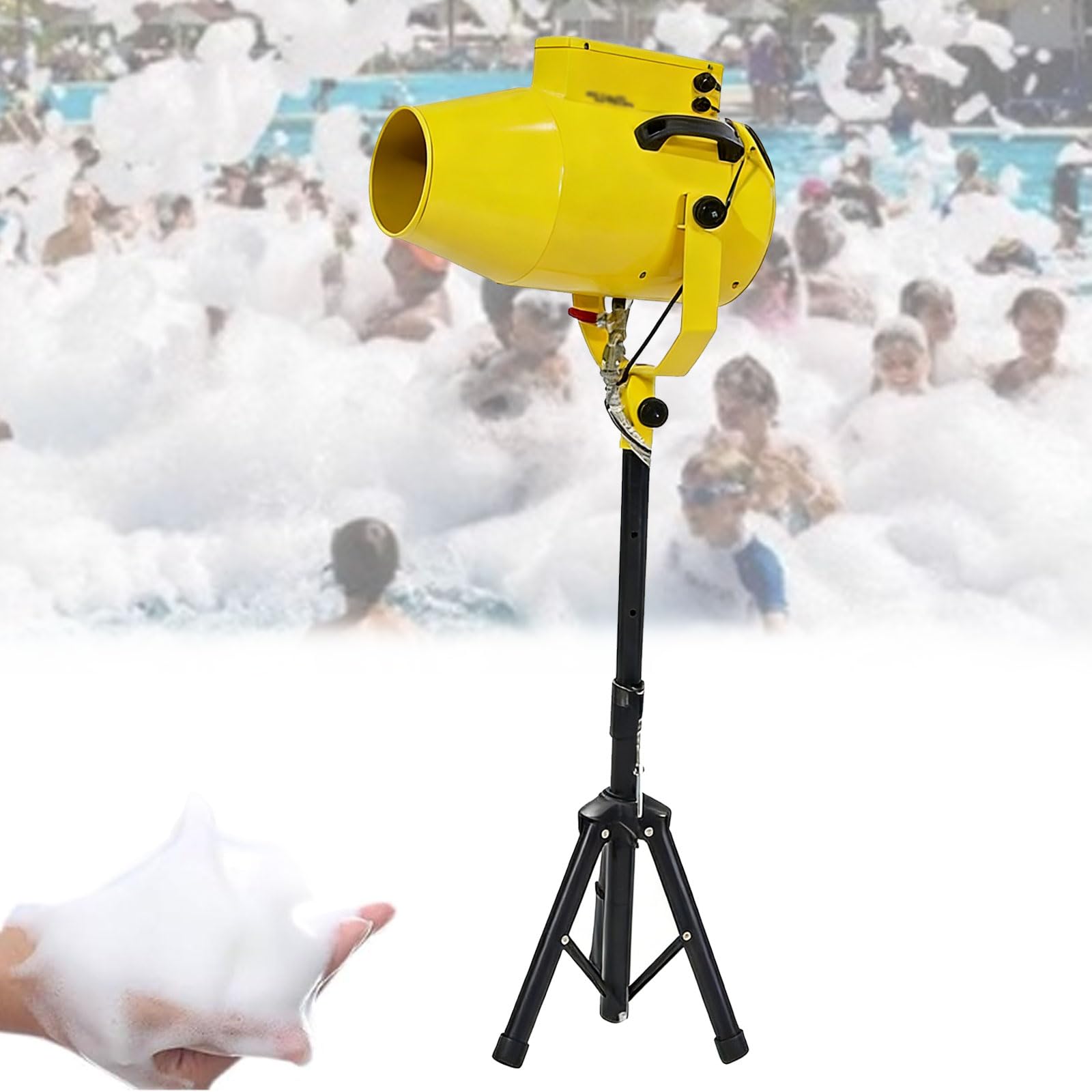 Eiwitany Jet Foam Machine for Parties, 6-10M Distance & 80㎡ Coverage, Ideal for Events, Birthday, Outdoor Fun, Large Stage Bubble Maker (Yellow)