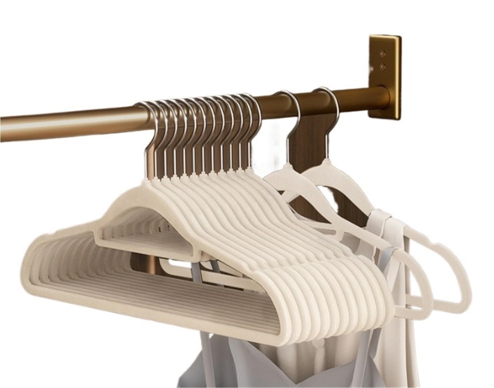 Flocked Hangers 1Pcs Flocked Non-Slip Hanger Space Saving Folding Clothes Drying Rack Organizer Sturdy Hangers Tools(Beige 1pc)