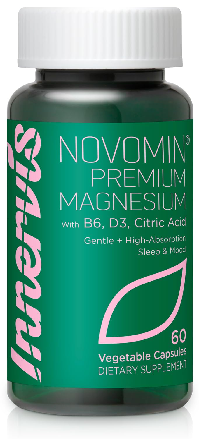 Premium Magnesium Glycinate – Sleep & Mood Support – with B6, D3 & Citric Acid – Gentle, High-Absorption – Premium Formula for Relaxation, Calm & Balance – 60 Veg Caps by Innervis Nutrition