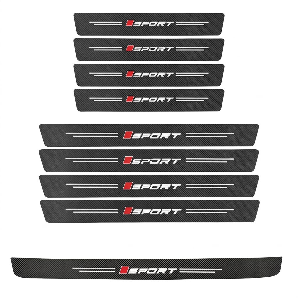 SHITONGSHANGMAO Door Threshold Strip for Ford Ranger PHEV 2025, Car Door Sill Protector 9PCS 7cm Wide Bumper Guard Anti-Scratch Carbon Fiber Texture Set Black,C