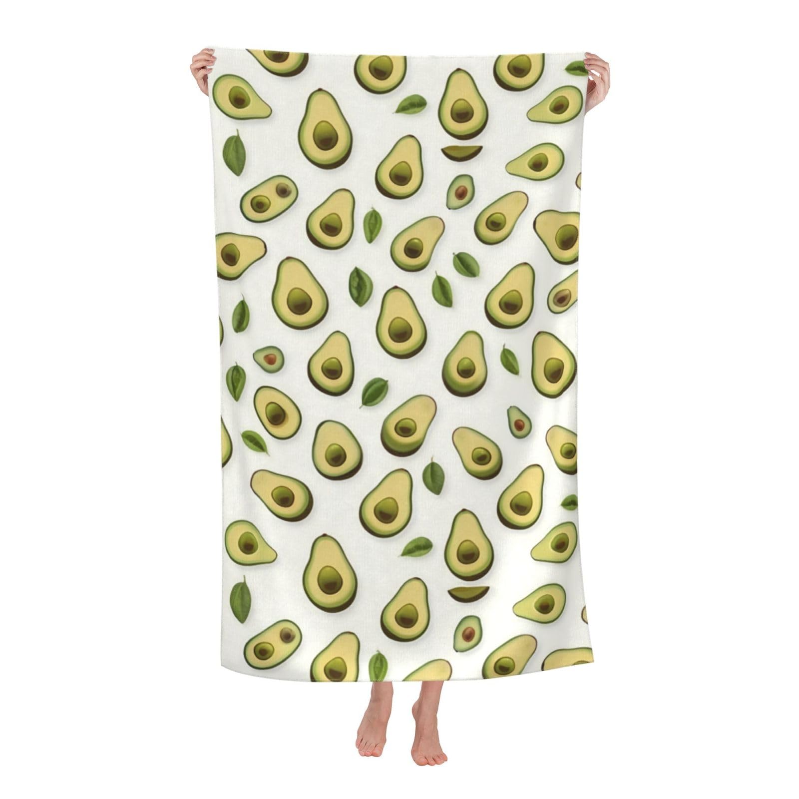 pojknbv Avocado Print Oversized Adult Beach Towel Quick-Dry Comfortable Lightweight Travel Pool Camping