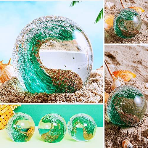 Eustuma Hand Blown Glass Figurines Ball Ocean Waves,Office Paperweight Glass For Desk,Home Decor Collectible,Aquarium Decor,Office Decor Ocean Lovers #TOP3
