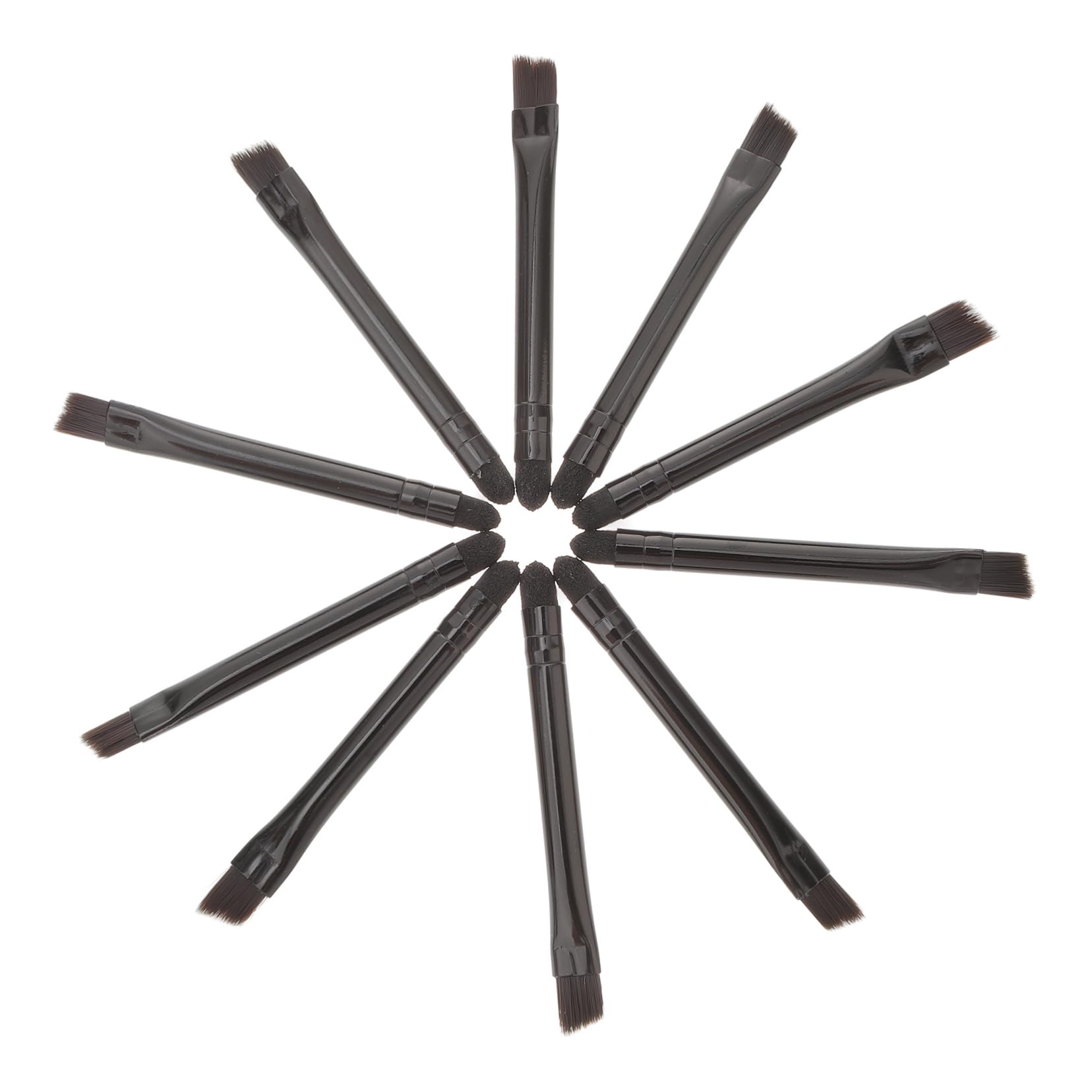 IWOWHERO Double-ended Eye Shadow Brush Makeup Sponge Brush Set 10 Pcs Stainless Steel Nylon Material Soft Durable for Professional Personal Use