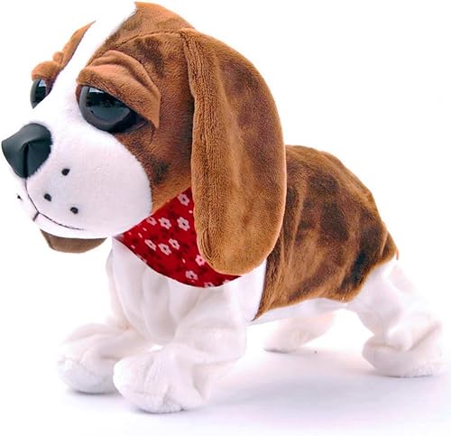 Juguete electrónico de peluche de perro con control de sonido para mascotas con animación interactiva - ladridos, sentados, paseos (perro)