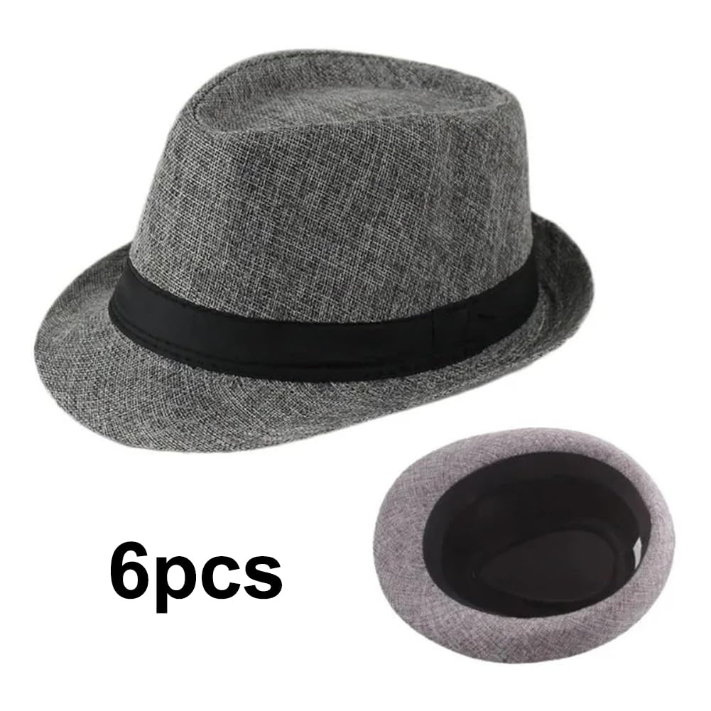 Sombreros Panamá de ala Corta, Sombreros Fedora Unisex para la Playa, Ideales para Fiestas, Disfraces y Bodas.