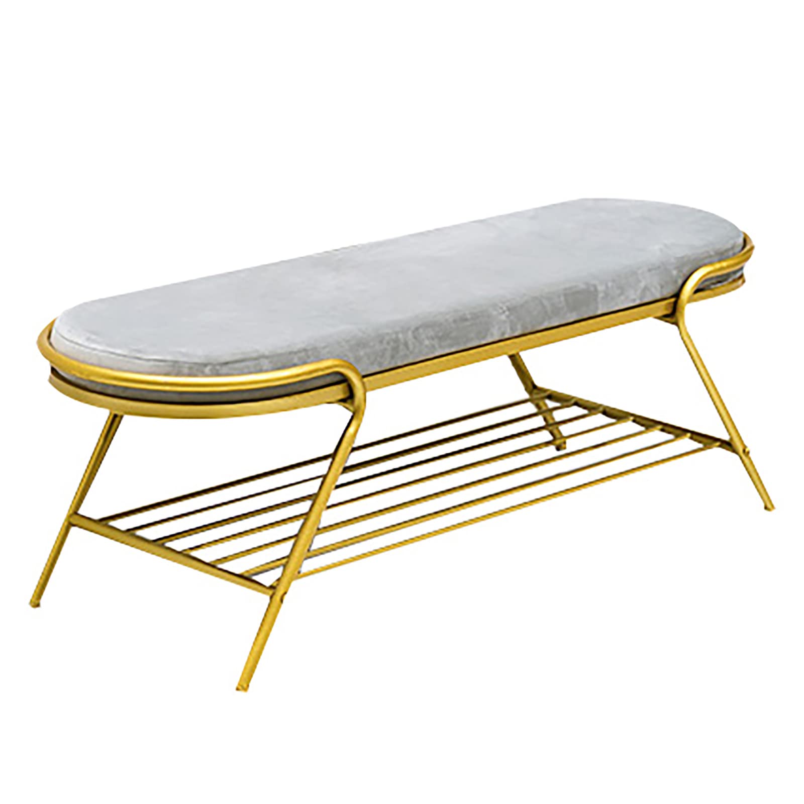 Banc de lit en velours gris 100 cm avec cadre en métal chic