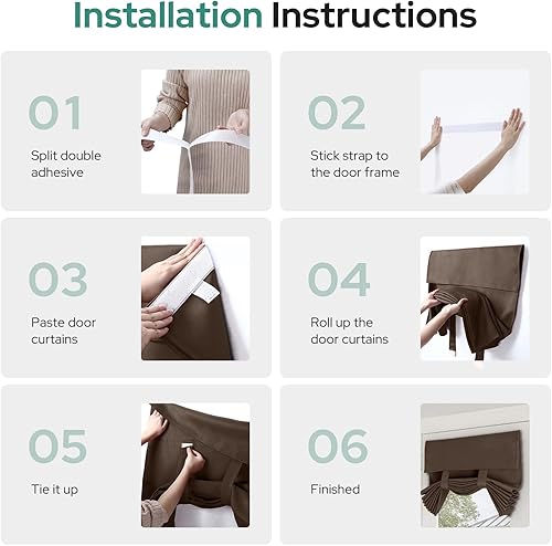 Miniatura 3 de HOMEIDEAS - Cortinas opacas de privacidad para puerta francesa y ventana de vidrio, con aislamiento térmico, para dormitorio, oscurecen la