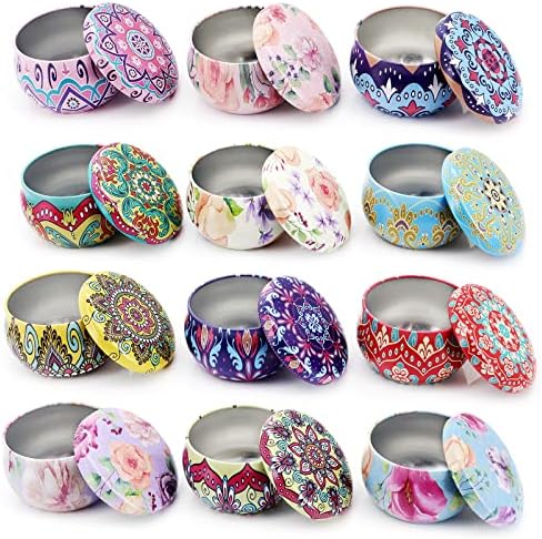 Mini Tin Jars for Candle Making, Mixed Color Empty Metal Tin Cont...