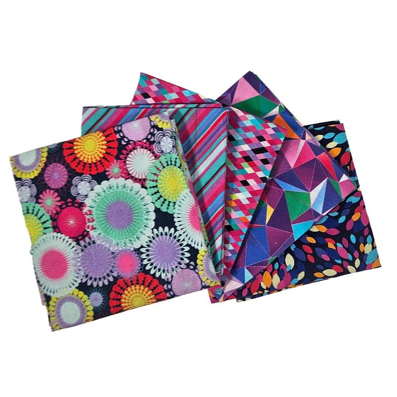 The Craft Cotton Co. 100% Cotton Multi Geo Fabric Cotton Fat Quarters 45x55cm Wide Digital Bundle for Crafting, Sewing, Quilting, Home Decor