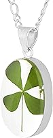 Vista 6 de TAMI Collar de plata con flor prensada (4 Leaf Clover)