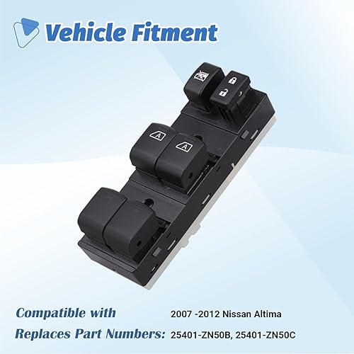 Miniatura 2 de Controlador de interruptor de ventana principal, lado del conductor, compatible con Nissan Altima 2007 2008 2009 2010 2011 2012 Cerradura de puerta