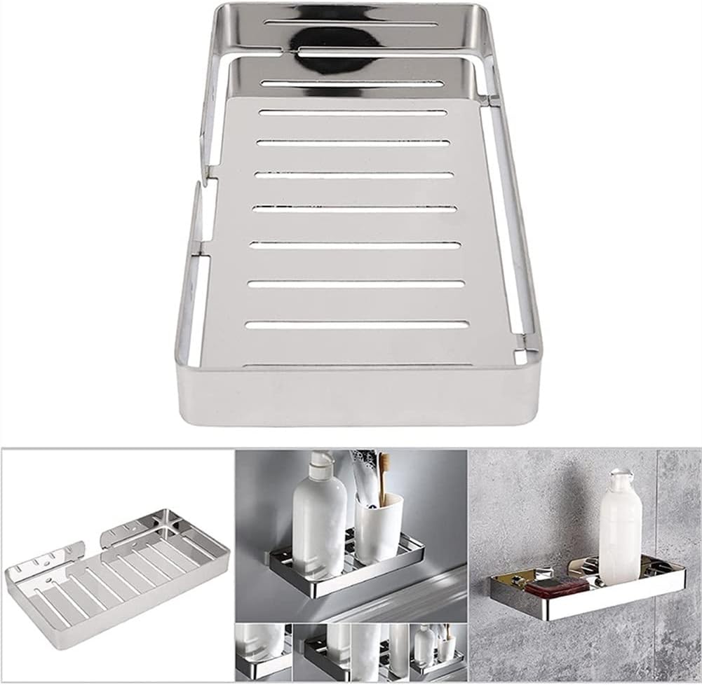 Shower Caddy Soap Dish Holder, Wall Mount Stainless Steel Soap Holder Drain Rack Shelf for Bathroom Kitchen Bathroom Organizer (Color : Silver)
