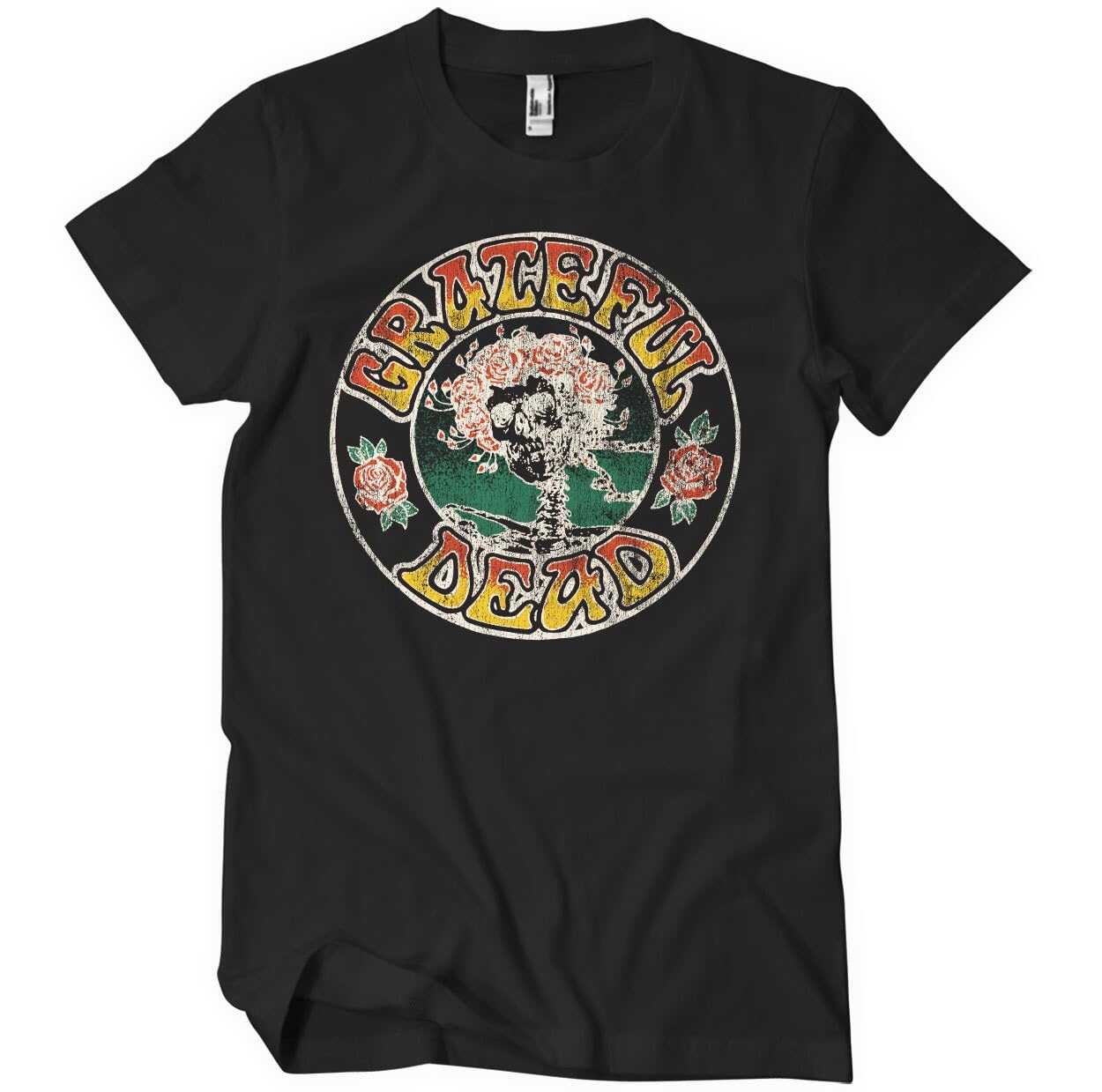 Grateful Dead Men's Black Officially Licensed Skull & Roses T-Shirt (Black), XX-Large