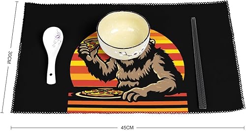 Miniatura 2 de Sasquatch and Pizza! Juego de 6 manteles individuales resistentes y lavables para decoración de mesa de cena y fiesta