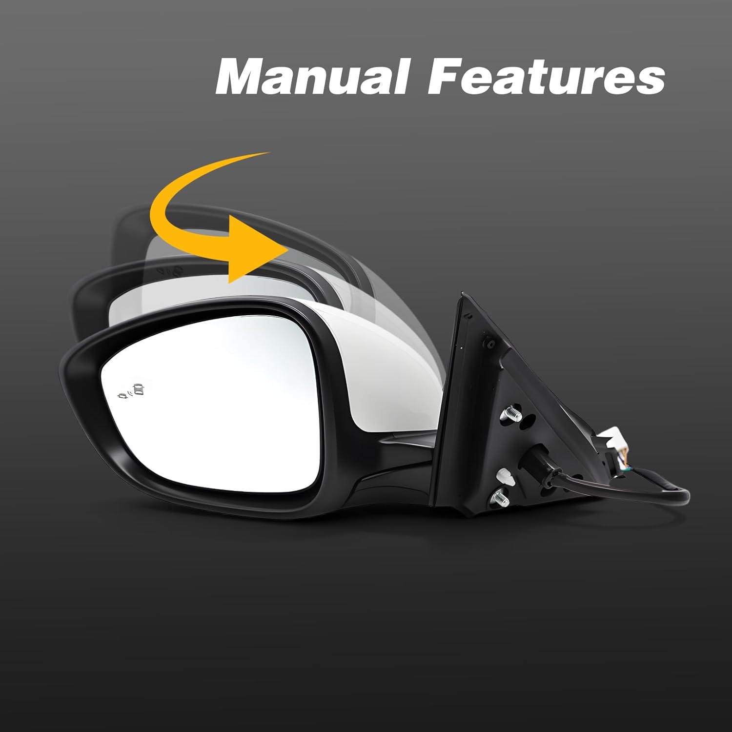 Left Driver Side Mirror Assembly Compatible with 2018-2022 Accord EX Hybrid EX Sport Power Glass & Blind Spot Monitoring (BSM) & Heated and Manual Fold HO1320329 White (7Pins)