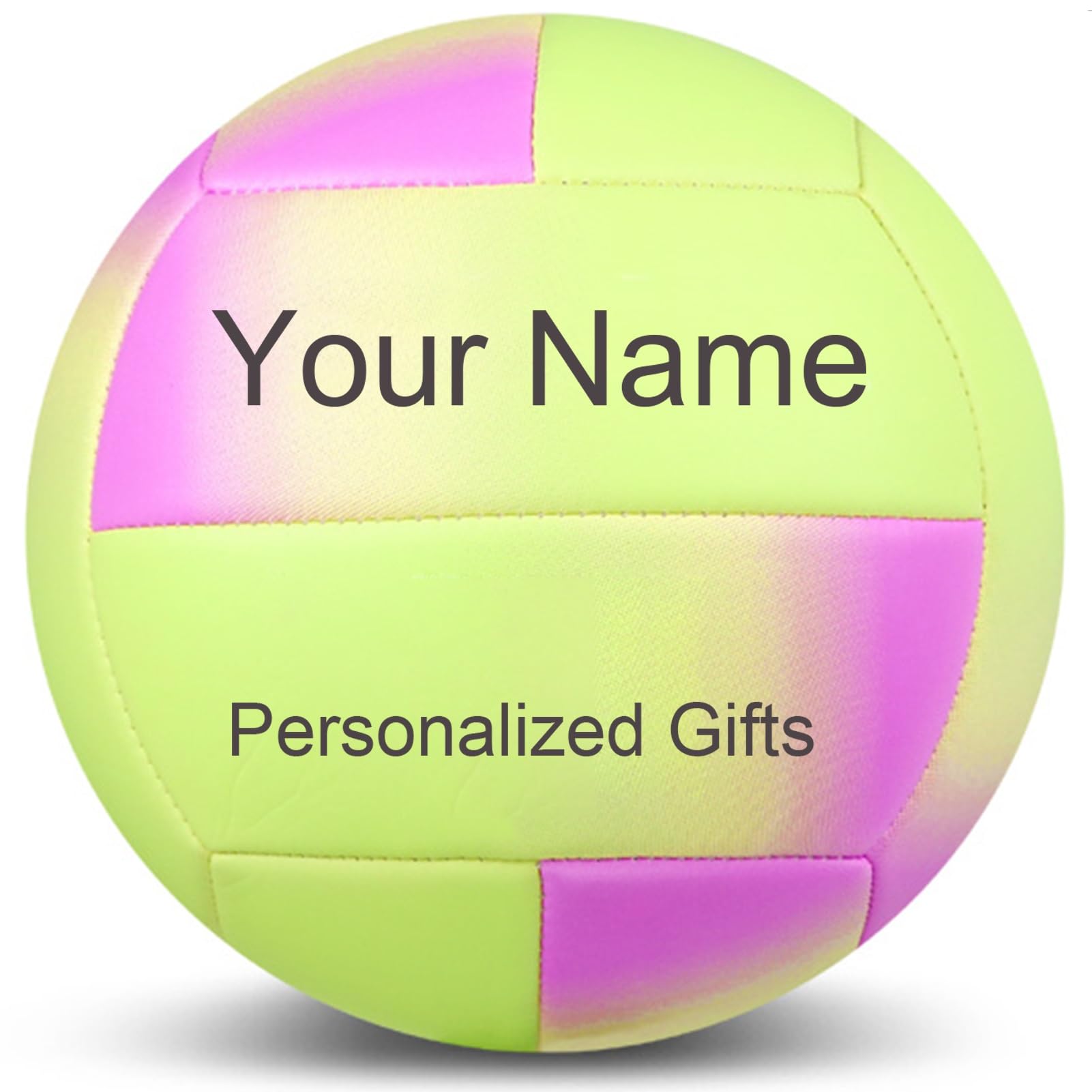 Balón De Voleibol Personalizado Talla Oficial 5 para Interior Y Exterior, Balones De Vóley Suaves Y Ligeros Kit De Voleibol De Playa con Texto para Niños Adolescentes Adultos(Yellow)