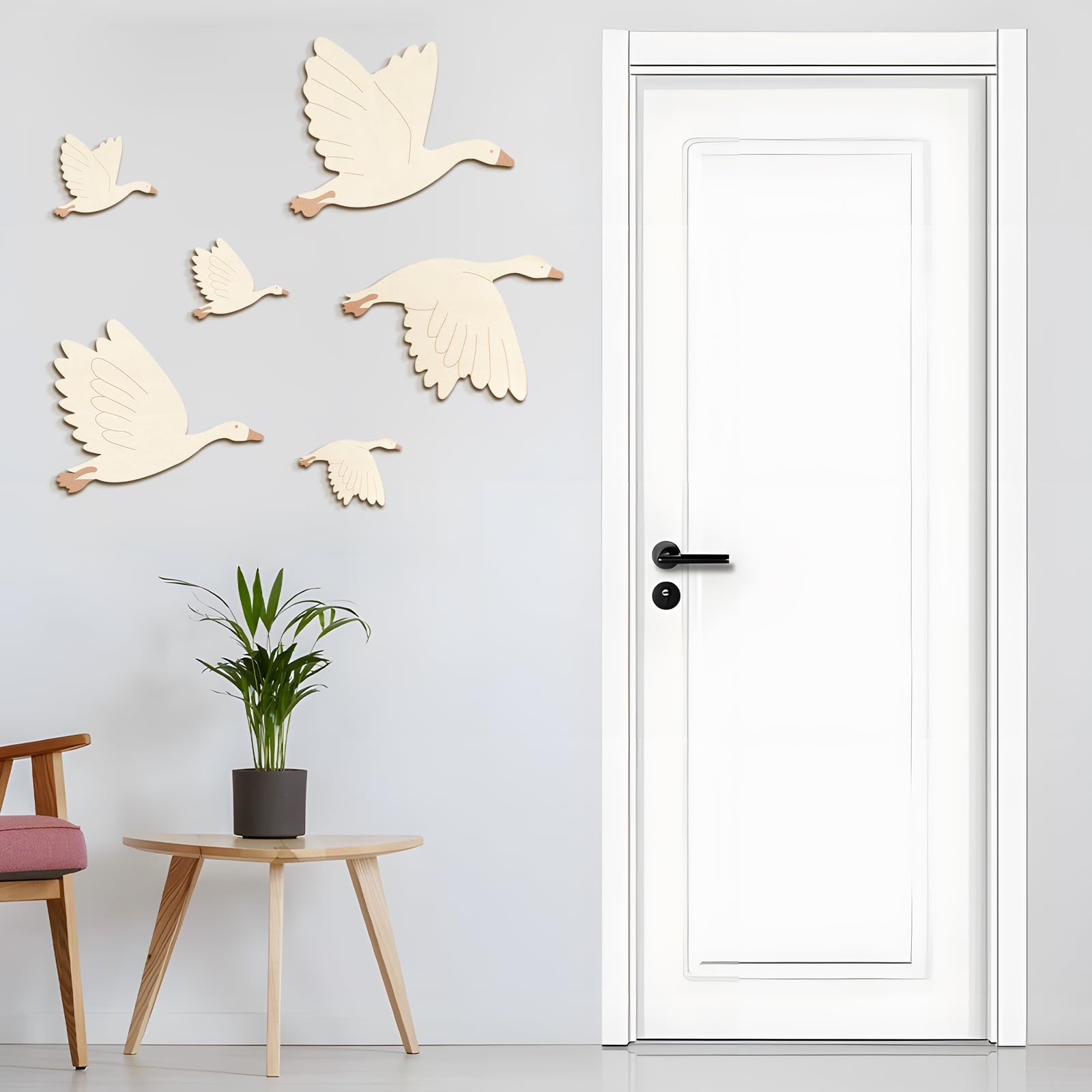 6 Pièces Décorations Muraux pour Chambre d'Enfant Cygne, Sticker Mural Enfants Bebe, Ensemble DIY Bois avec Adhésifs Forts, Déco Murale Boho, Tatouage Mural Enfant