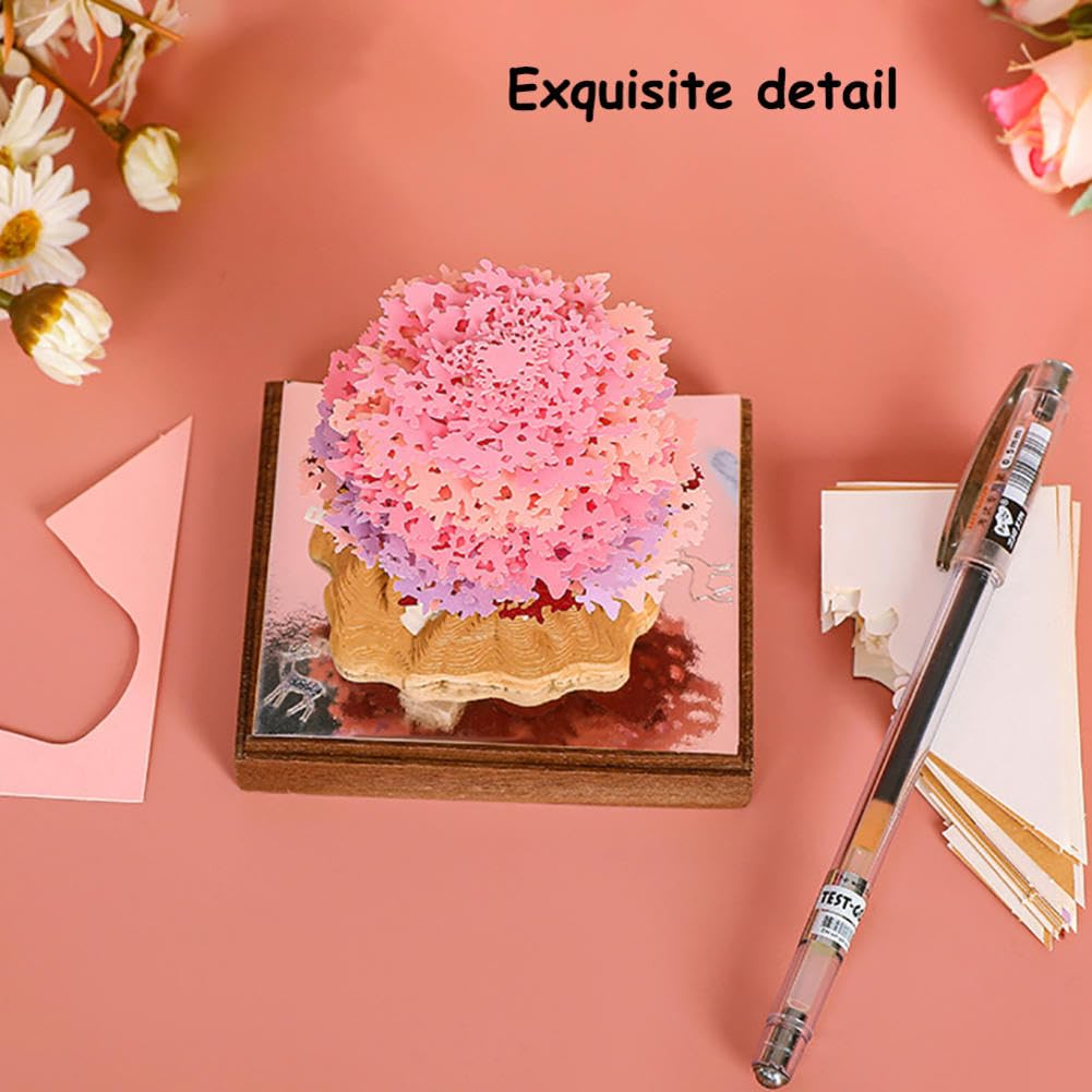 Rosa 3D-Papierschnitzkalender mit Baumhausmotiv
