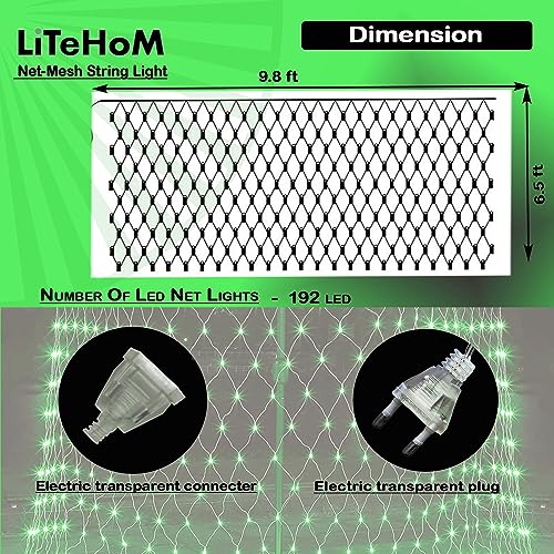 Image of LED Net Mesh String Lights, 9.8Ft X 6.6Ft, 192 LEDs, 8 Modes Diwali Decor with Diwali Lights for Home Decoration! LED Diwali Light, LED Lights for Home Decoration (3x2 Net Green)