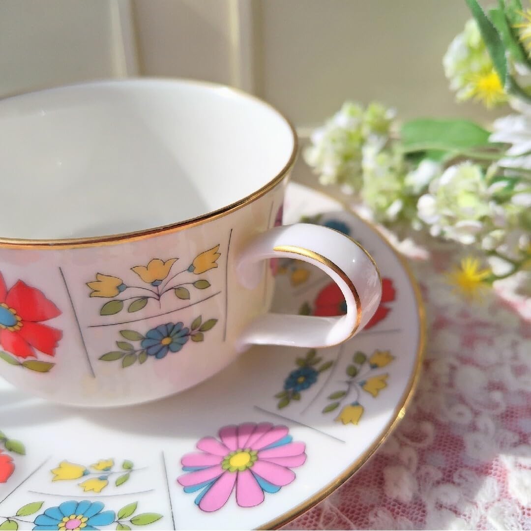 Amazon.co.jp: ノリタケアイボリーチャイナ レトロ ポップ 花柄 カップ 