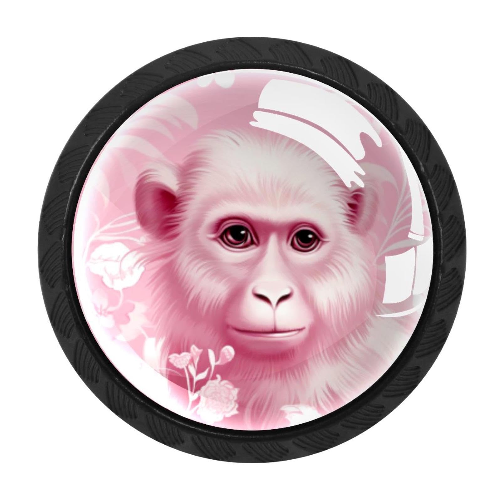 Chenzzzz Multicolored 03 Pink Monkey Orangutan Drawer Knobs 4 Pack Crystal Dresser Knobs 35Mm Glass Cabinet Knobs For Home Office Bathroom