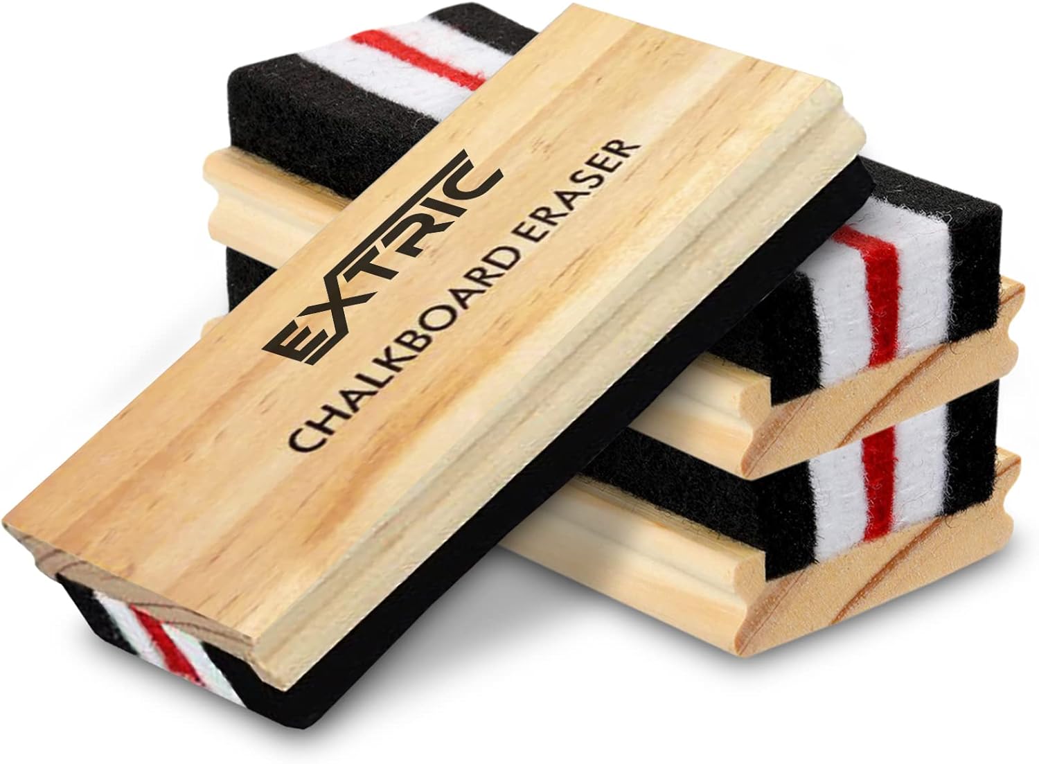 Chalkboard Eraser 3 Pack Premium Felt Chalk Eraser, Sturdy Wooden Handle, 3 Chalk